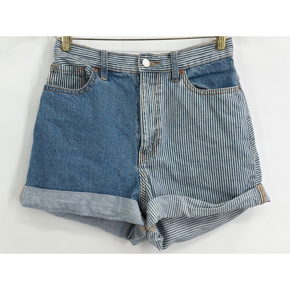 BDG Urban Outfitters Mixed Stripe Denim Shorts Blue White Colorblock Size 27